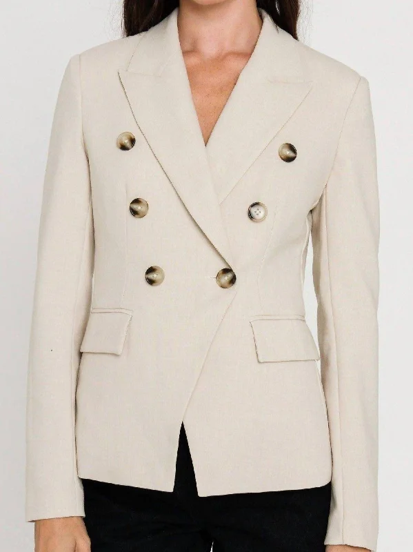 Double Breasted Blazer In Cream