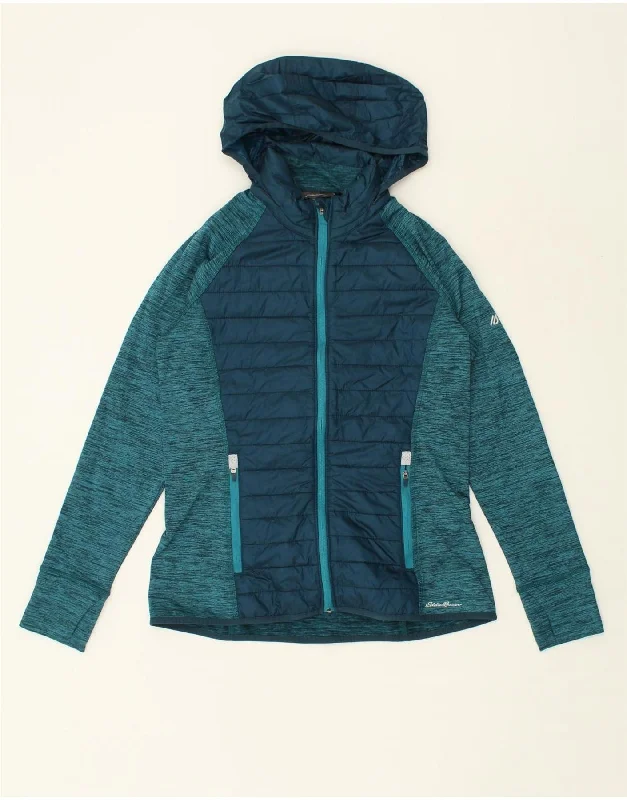 EDDIE BAUER Womens Hooded Tracksuit Top Jacket UK 12 Medium Turquoise