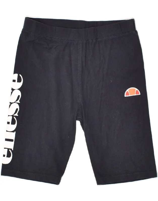 ELLESSE Womens Graphic Sport Shorts UK 10 Small Navy Blue