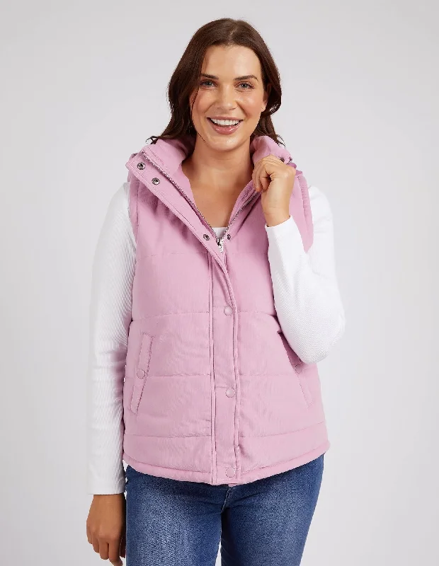 Elm Cord Puffer Vest Peony Pink