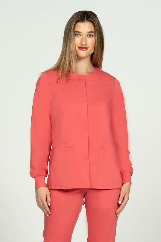 Epic by MedWorks Women's Snap Front Scrub Jacket | Coral