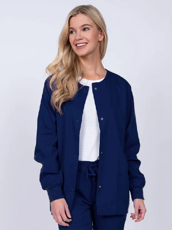 Epic by MedWorks Women's Snap Front Scrub Jacket | Navy