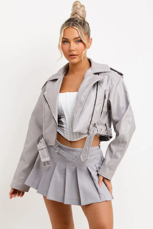 Faux Leather Jacket Grey