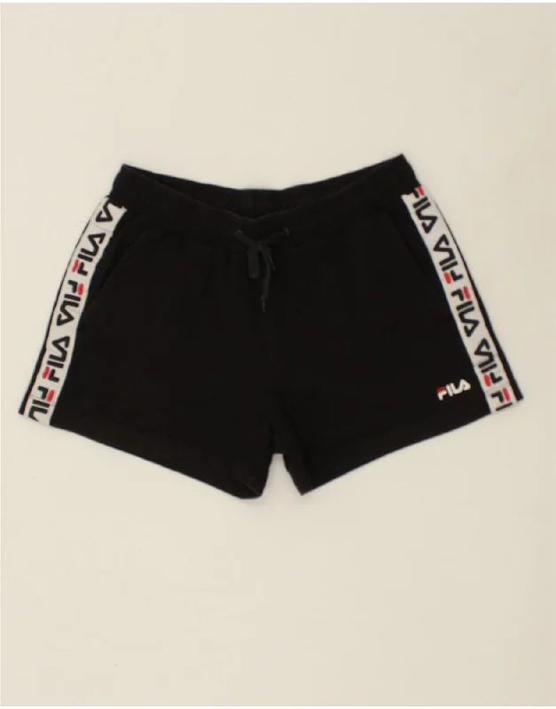 FILA Womens Graphic Sport Shorts UK 6 XS Black