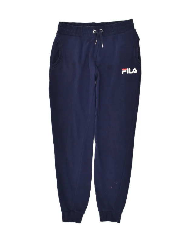 FILA Womens Tracksuit Trousers Joggers UK 14 Medium Navy Blue Cotton