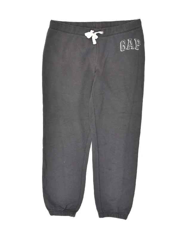 GAP Womens Graphic Tracksuit Trousers Joggers UK 12 Medium Grey Cotton