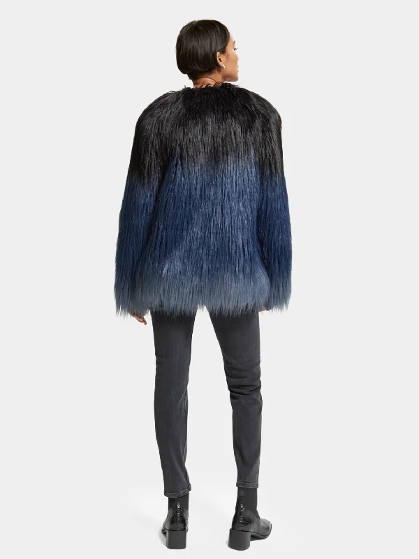 Gradient faux fur jacket