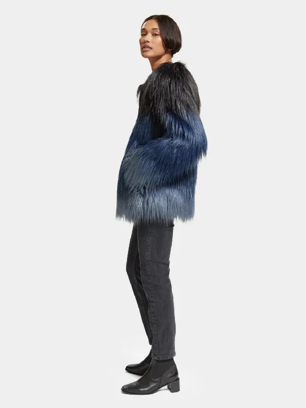 Gradient faux fur jacket