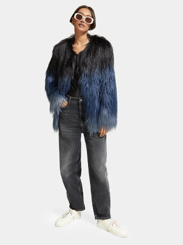 Gradient faux fur jacket