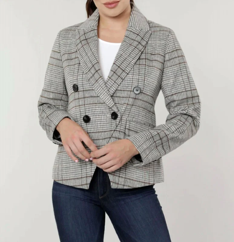 Gray Glen Plaid Db Jacket In Gray Plaid