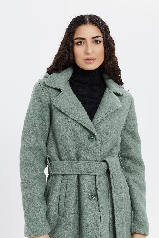 Women Green Hooded Coat