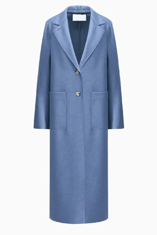 Harris Wharf Long Boxy Pressed Wool Coat - Denim Blue