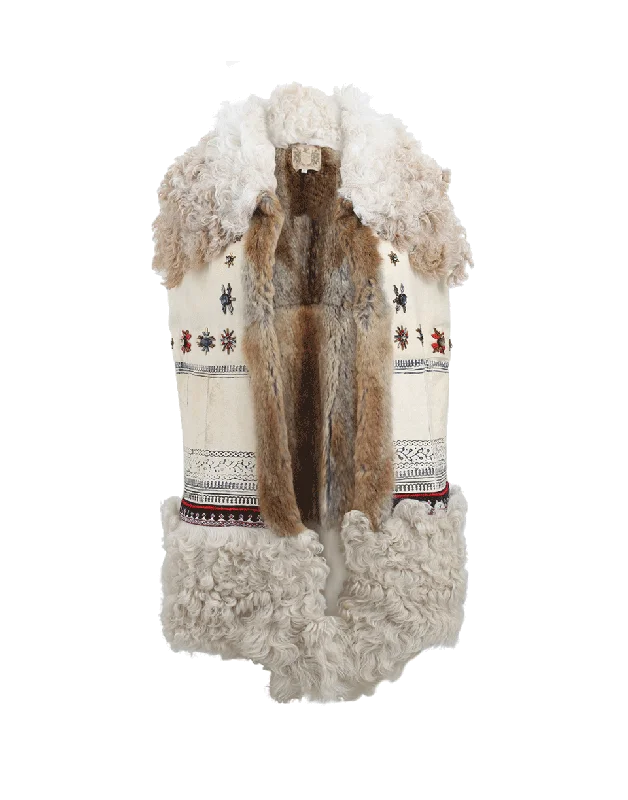 Long Rabbit Embroidered Gilet