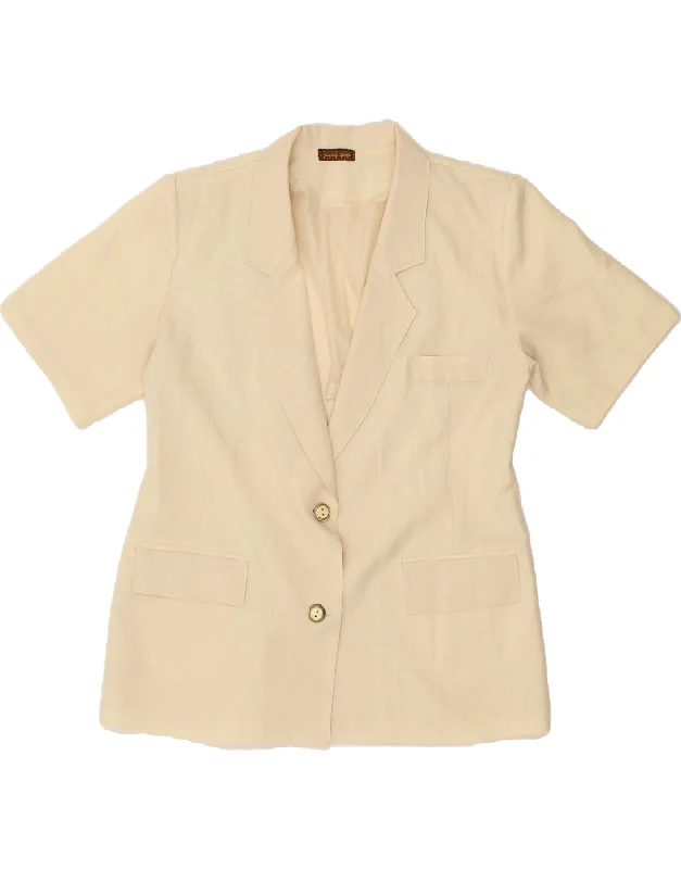 NAZARENO GABRIELLI Womens Short Sleeve Blazer Jacket UK 14 Large Beige