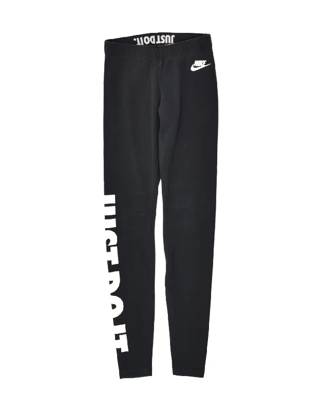 NIKE Womens Graphic Leggings UK 6 XS Black Cotton