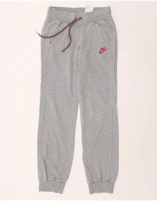 NIKE Womens sportswear Tracksuit Trousers Joggers UK 8 Small Grey Cotton