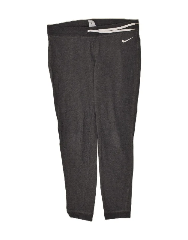 NIKE Womens Tracksuit Trousers Joggers UK 14 Medium Grey Cotton