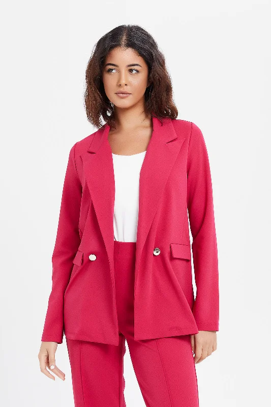 Women Fuchsia Plain Blazer