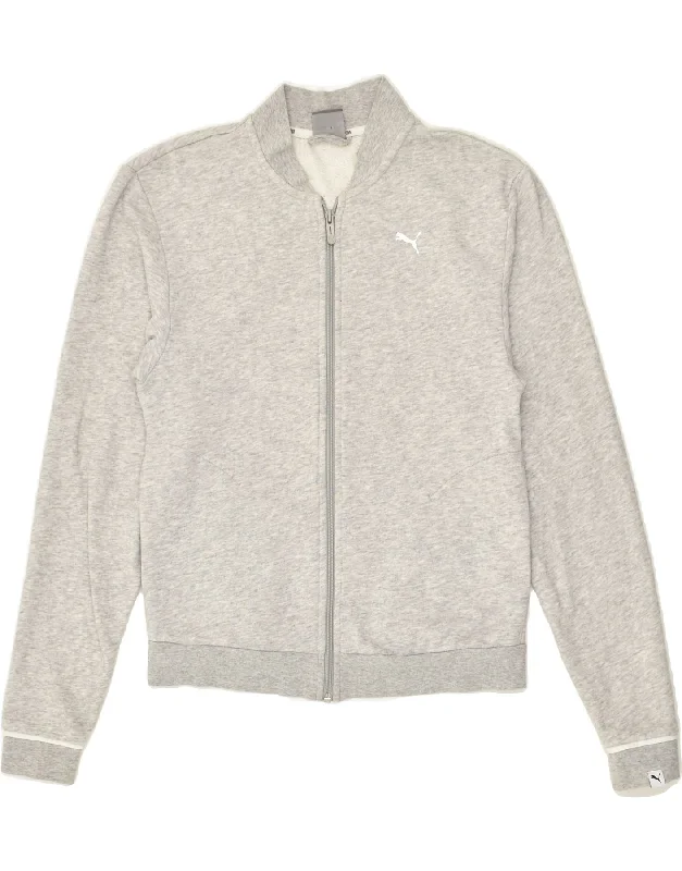 PUMA Womens Graphic Tracksuit Top Jacket UK 8 Small Grey Cotton