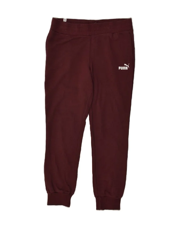 PUMA Womens Tracksuit Trousers Joggers UK 14 Large Brown Cotton