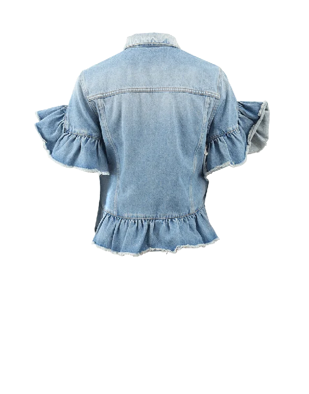 Ruffle Sleeve Denim Jacket