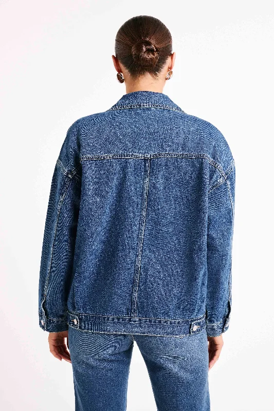 Sion Oversized Denim Jacket - Dark Blue