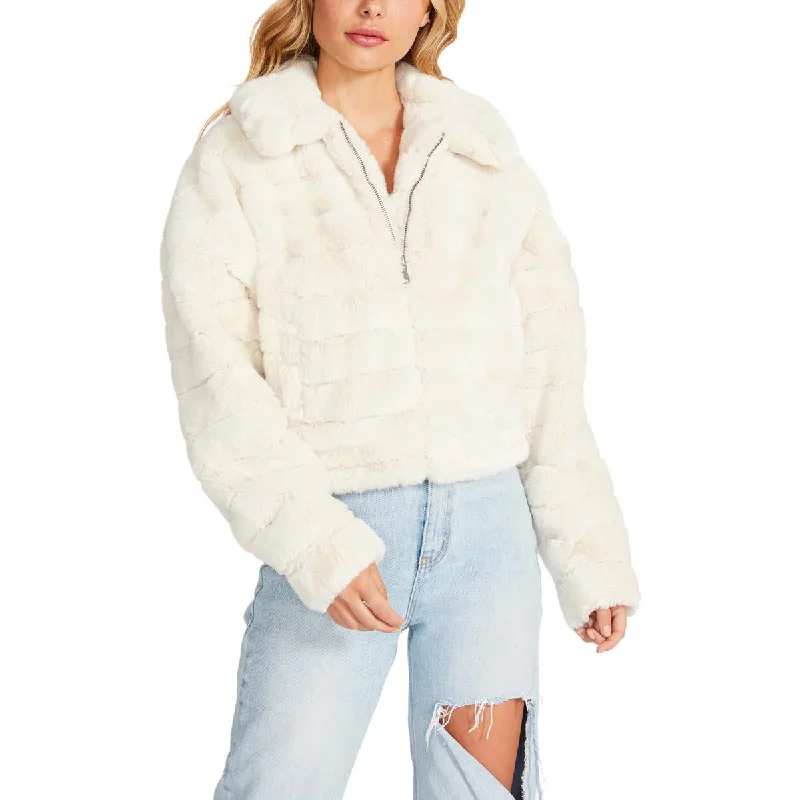 Steve Madden Just Fuzz Women’s Plush Faux Fur Slouchy Cropped Jacket