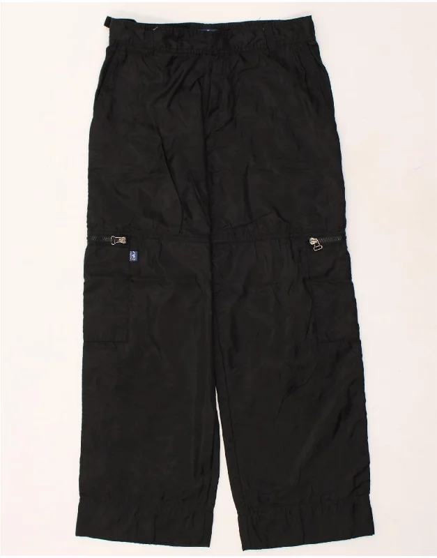 VINTAGE Womens Windbreaker Trousers UK 16 Large W34 L28 Black