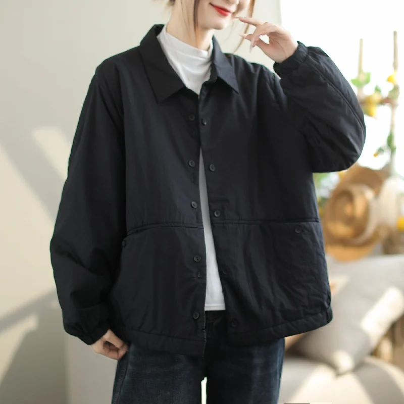 Women Minimalist Autumn Loose Casual Cotton Jacket