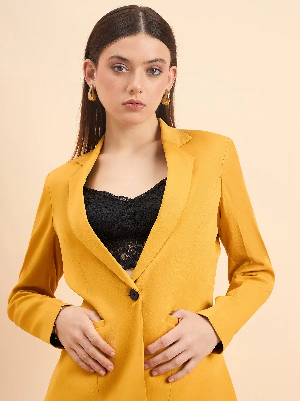 Women's Formal Pant Suit For Work- Mustard Yellow