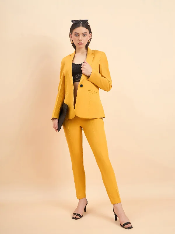 Women's Formal Pant Suit For Work- Mustard Yellow