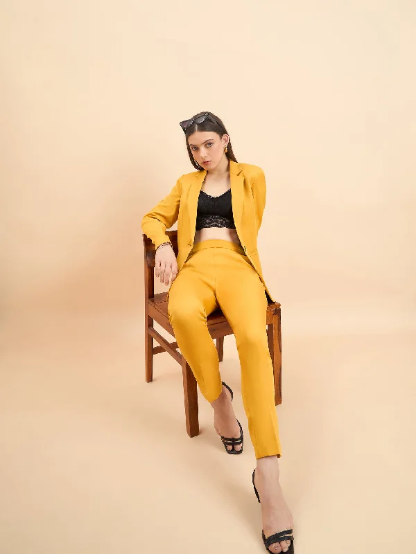 Women's Formal Pant Suit For Work- Mustard Yellow