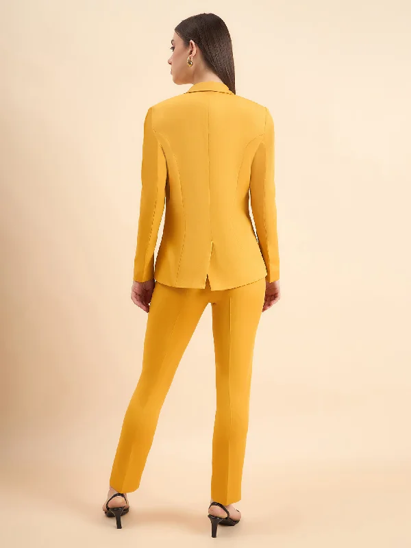 Women's Formal Pant Suit For Work- Mustard Yellow