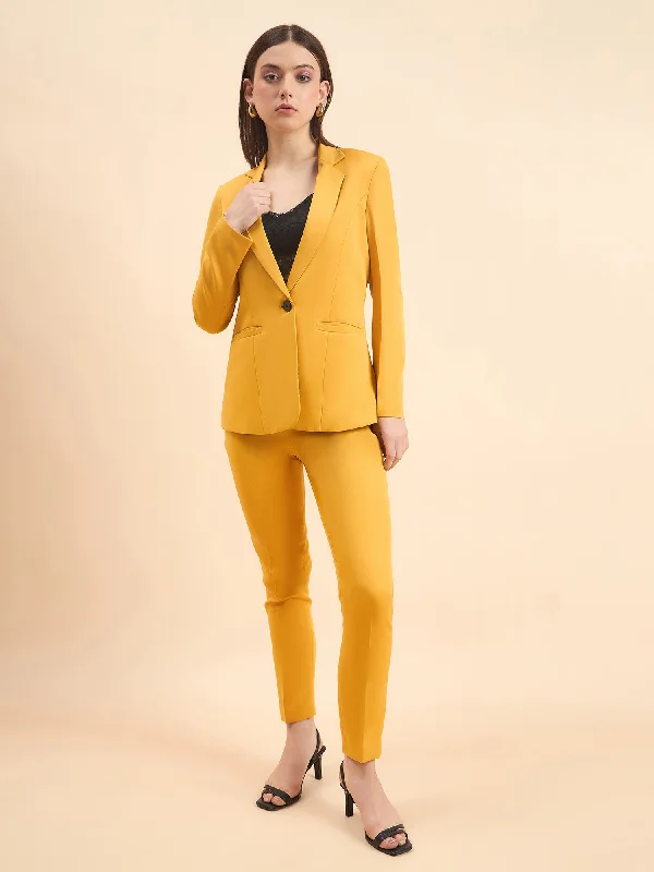 Women's Formal Pant Suit For Work- Mustard Yellow