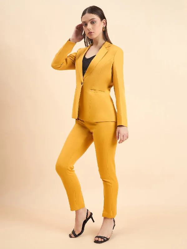 Women's Formal Pant Suit For Work- Mustard Yellow