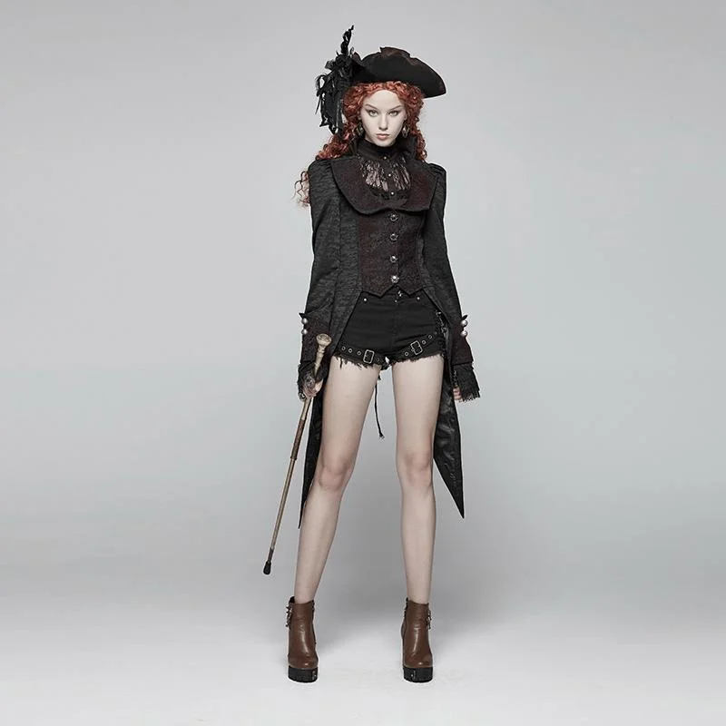 Women's Goth Vintage High-Low Tail Coat