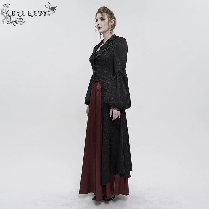 Women's Gothic Flared Sleeved Beaded Long Coat