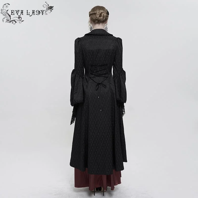 Women's Gothic Flared Sleeved Beaded Long Coat