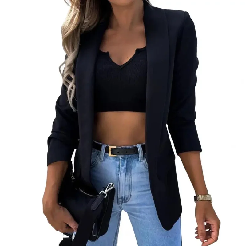 Women's Longline Blazer Suit Slim Ladies Formal Jacket Dropshipping Coat