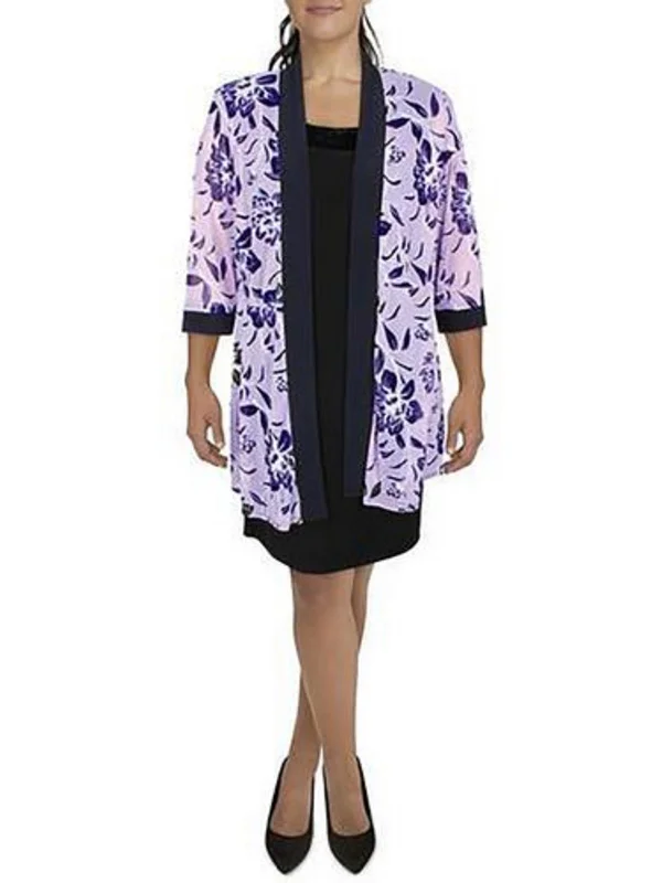 Womens Mesh Printed Duster Blazer