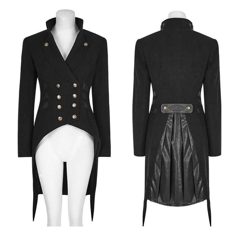 Women's Steampunk Lapel Double Breasted Swallow Tail Worsted Jacket