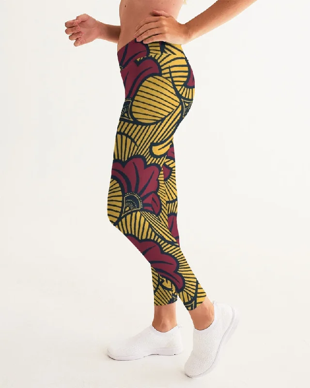 AKH African Fleurs Rouges Women's Yoga Pants