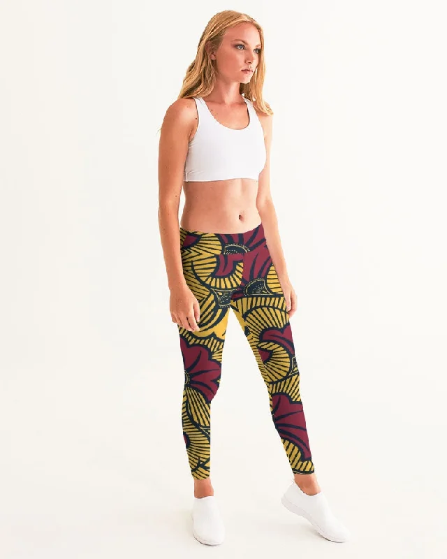 AKH African Fleurs Rouges Women's Yoga Pants