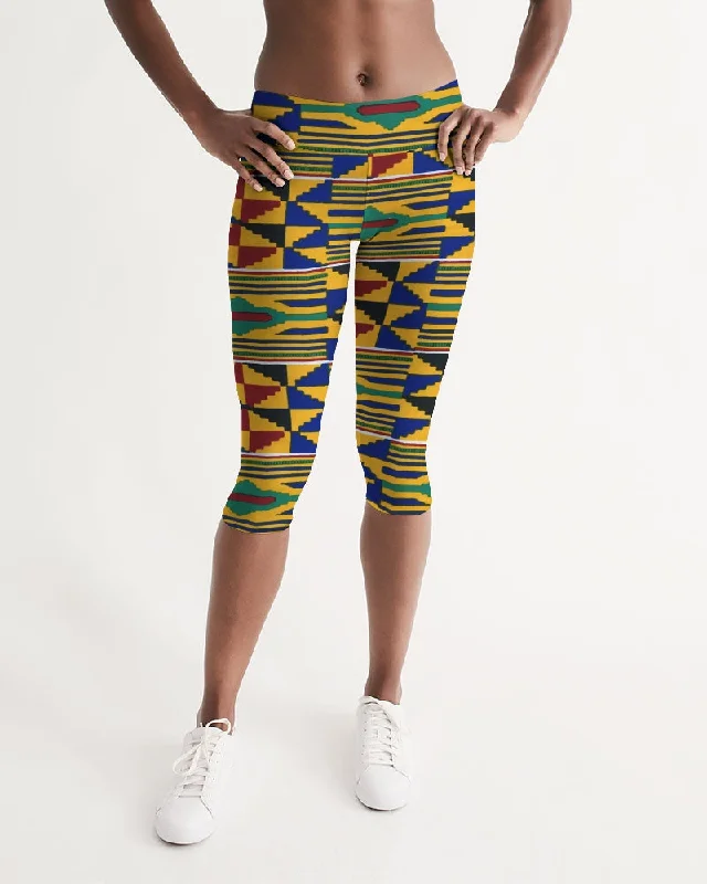 AKH African Kente Cloth Women's Mid-Rise Capri