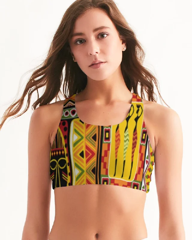 AKH African Mural Art Women's Seamless Sports Bra