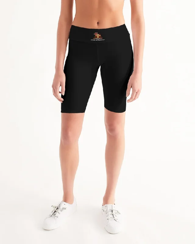 AKH Black Women's Mid-Rise Bike Shorts