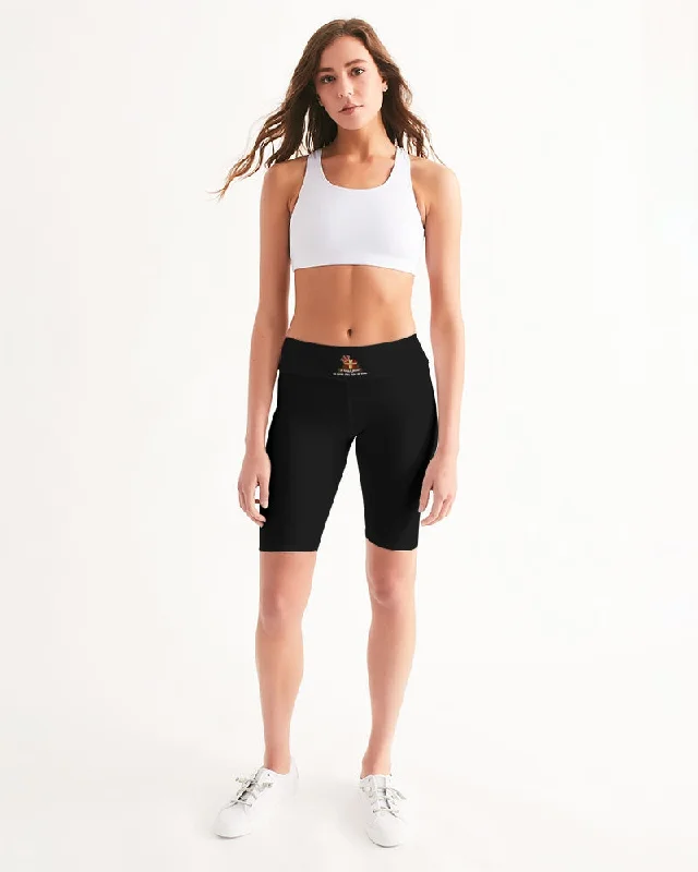 AKH Black Women's Mid-Rise Bike Shorts