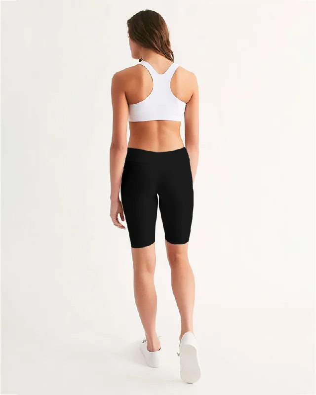 AKH Black Women's Mid-Rise Bike Shorts