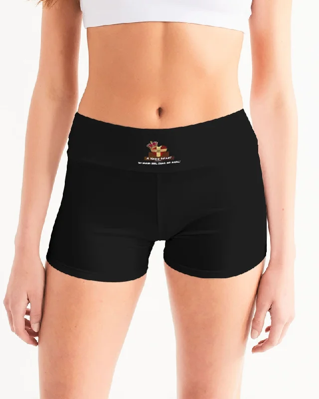 AKH Black Women's Mid-Rise Yoga Shorts