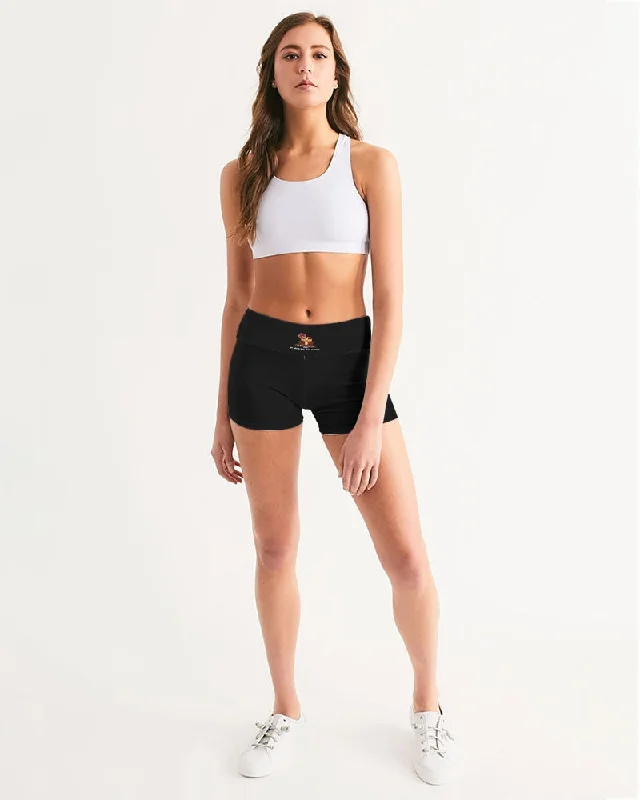 AKH Black Women's Mid-Rise Yoga Shorts